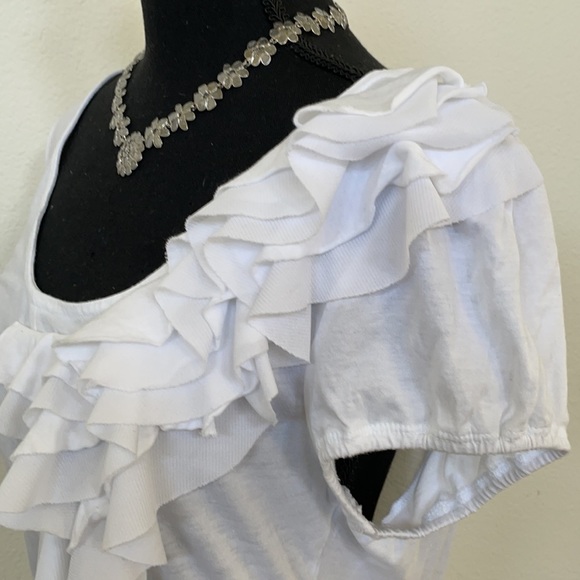 INC White Ruffle Top Size XL - Picture 4 of 6